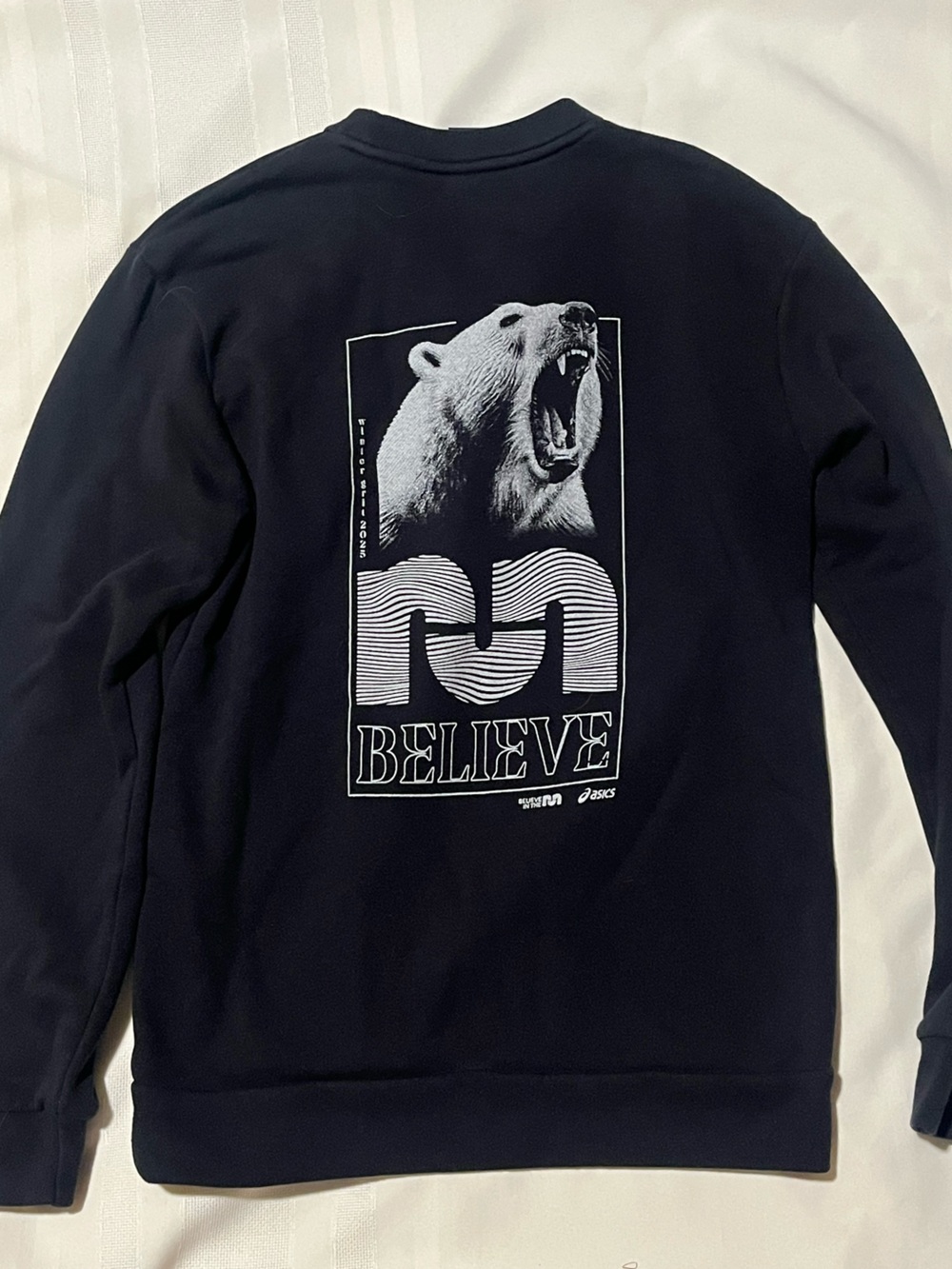 Asics Black Graphic Crewneck Sweatshirt “Believe in the Run”
